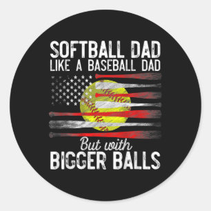 Vintage Softbyll Dad Like A Bysebyll Dad Us Flag F Classic Round Sticker