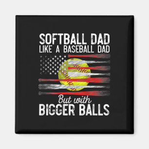 Vintage Softbyll Dad Like A Bysebyll Dad Us Flag F Magnet