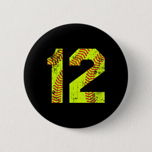 Vintage Softll 12 Jersey Number 6 Cm Round Badge