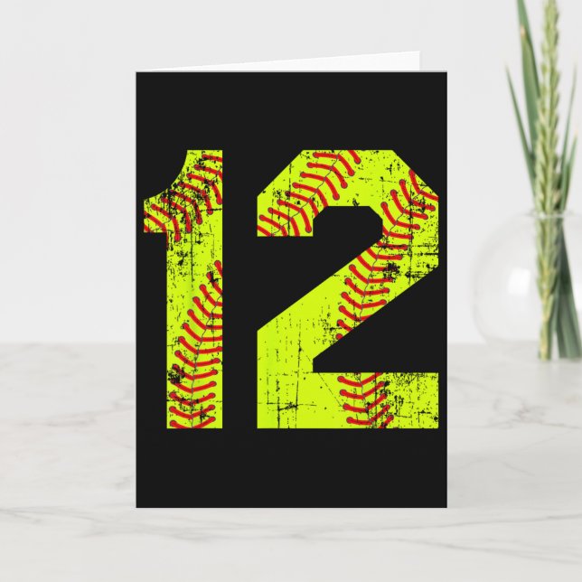 Vintage Softll 12 Jersey Number  Card (Front)