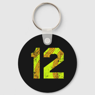Vintage Softll 12 Jersey Number  Key Ring