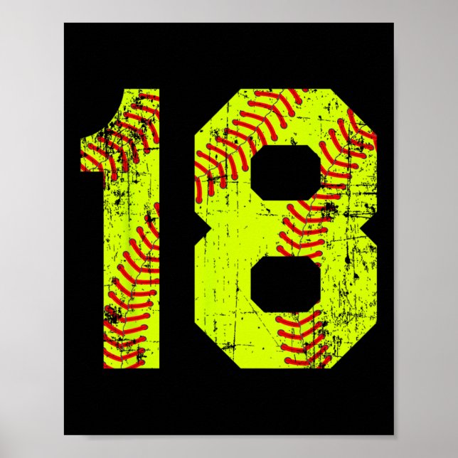 Vintage Softll 18 Jersey Number  Poster (Front)