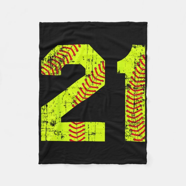 Vintage Softll 21 Jersey Number  Fleece Blanket (Front)