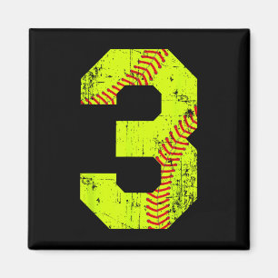 Vintage Softll 3 Jersey Number Magnet