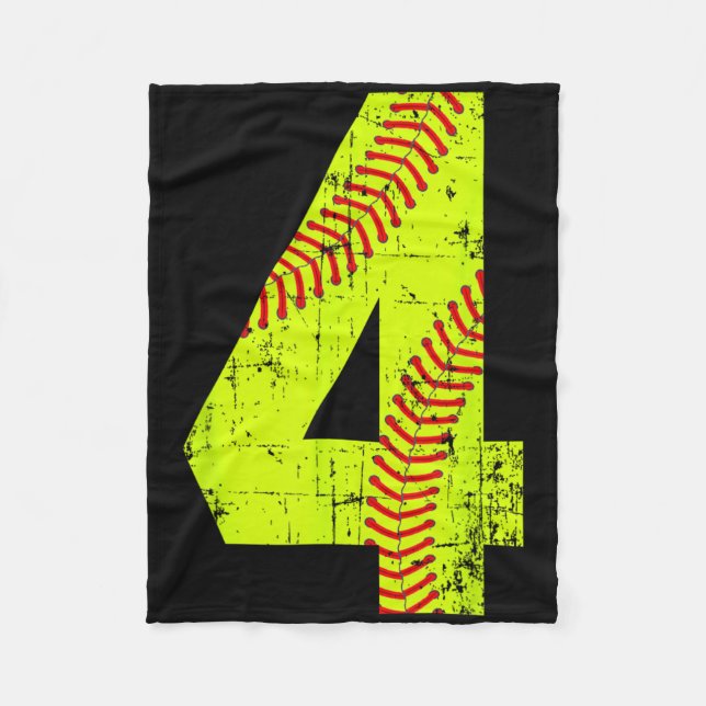 Vintage Softll 4 Jersey Number  Fleece Blanket (Front)