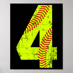 Vintage Softll 4 Jersey Number  Poster