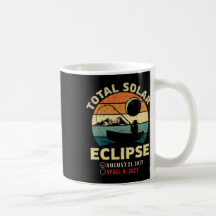Vintage Solar Eclipse 2024 Totality Fishing April  Coffee Mug
