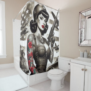 Vintage Soldier Girl Shower Curtain