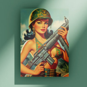 Vintage Soldier Pin-up Postcard