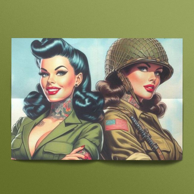 Vintage Soldier Pin-ups Tissue Paper (Creator Uploaded)