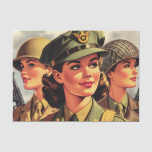 Vintage Soldier Woman Illustration Tissue Paper