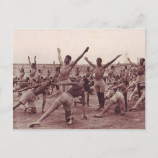 Vintage Soldiers Exercising Postcard