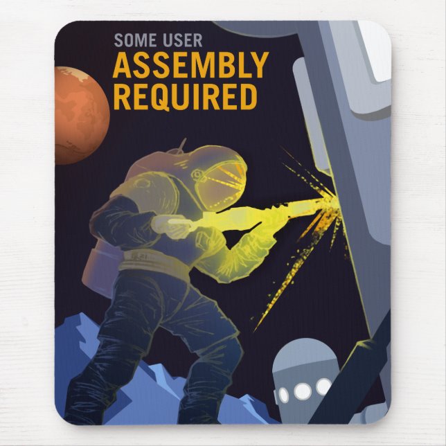 Vintage Some Assembly Required Mars Recruitment Mouse Pad (Front)
