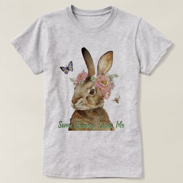 vintage some bunny loves me  retro rabbit tshirt (Design Front)