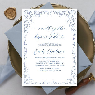 Vintage Something Blue Frame Elegant Bridal Shower Invitation