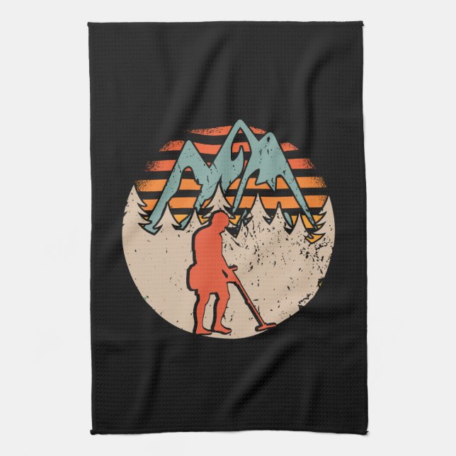 Vintage Sondeln Metal Detectorist Tea Towel (Vertical)