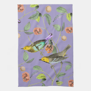 Vintage Songbird Lavender Blue Tea Towel