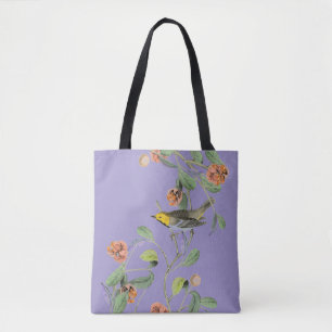 Vintage Songbird Lavender Blue Tote Bag