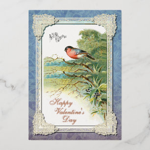 Vintage Songbird Modern Message Foil Holiday Card