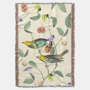 Vintage Songbird Pearl White Throw Blanket