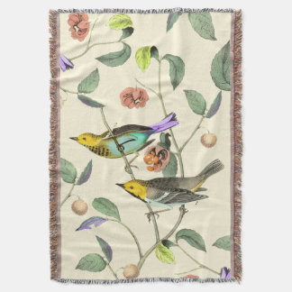 Vintage Songbird Pearl White Throw Blanket