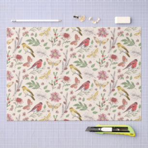 Vintage Songbirds, Butterflies & Floral Botanical Tissue Paper