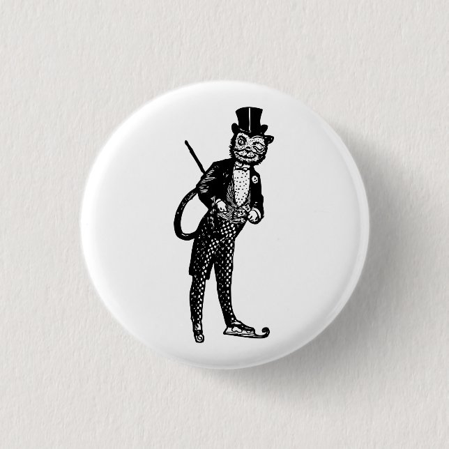Vintage Sophisticated Opera Cat  3 Cm Round Badge (Front)