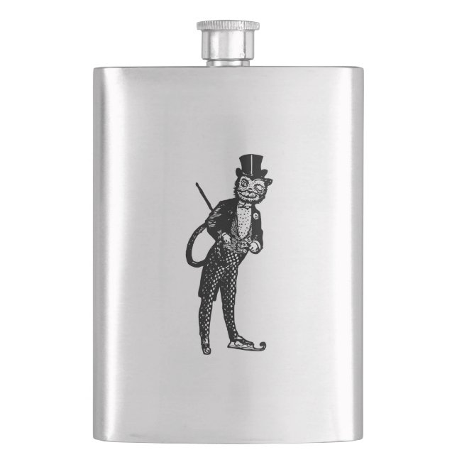 Vintage Sophisticated Opera Cat  Hip Flask (Front)