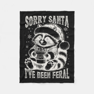 Vintage Sorry Santa I've Been Feral Racoon Christ Fleece Blanket