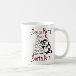Vintage Sorta Merry Sorta Feral Racoon Lover Chri Coffee Mug