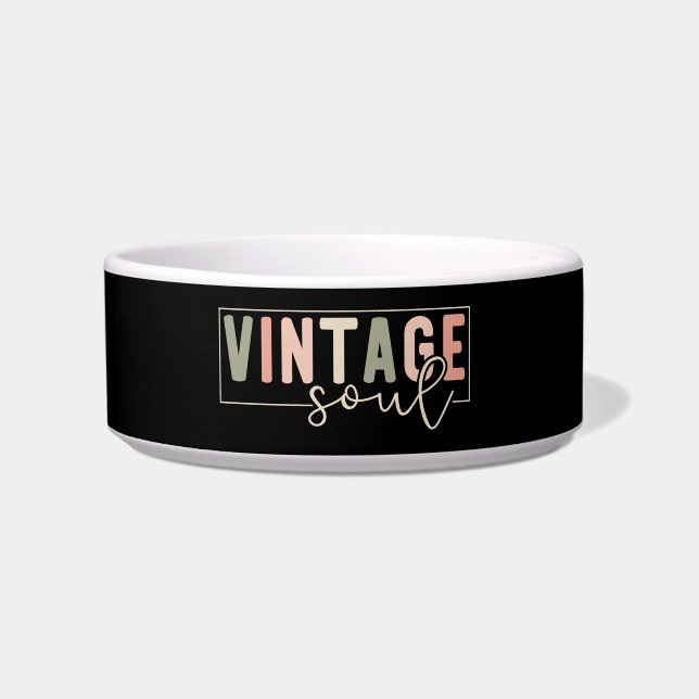 Vintage Soul Quote Retro Colours on Black Bowl (Front)