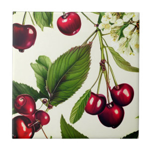 Vintage Sour Cherries Tile