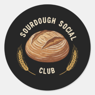 Vintage Sourdough Social Club   Artisan Bread Bake Classic Round Sticker
