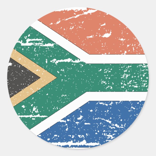 Vintage South Africa Flag Classic Round Sticker (Front)