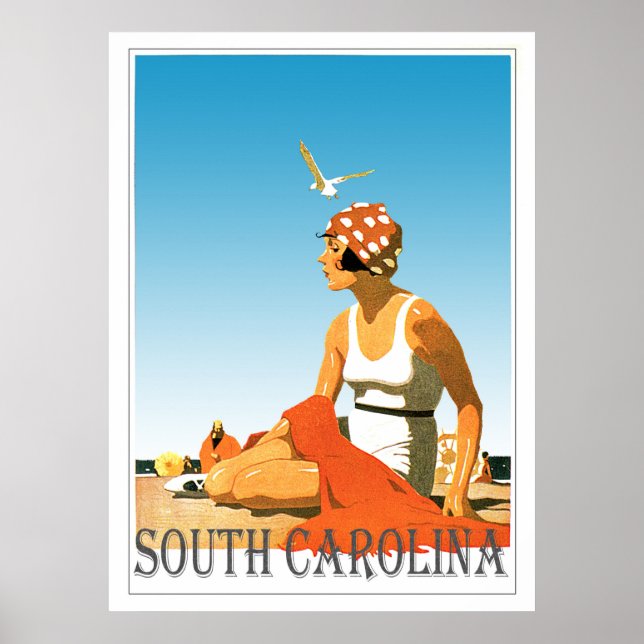 Vintage South Carolina Beach Scene Poster (Front)
