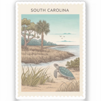 Vintage South Carolina Loggerhead Turtle Stamp