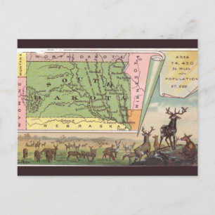 Vintage South Dakota Map Postcard