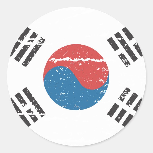 Vintage South Korea Flag Classic Round Sticker (Front)