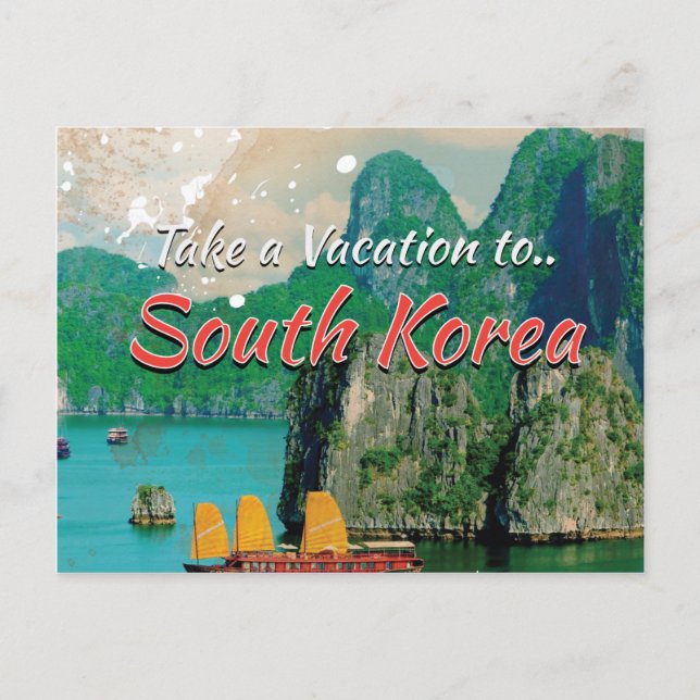 Vintage South Korea Travel Poster Postcard (Front)
