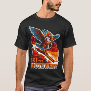 Vintage Southwest Skiing Adventure Themed Skier Ea T-Shirt