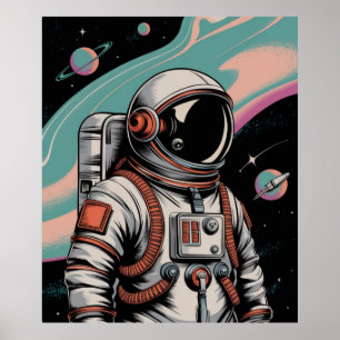 Vintage Space Astronaut Poster