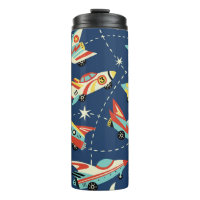Vintage space cars seamless vintage pattern on dar