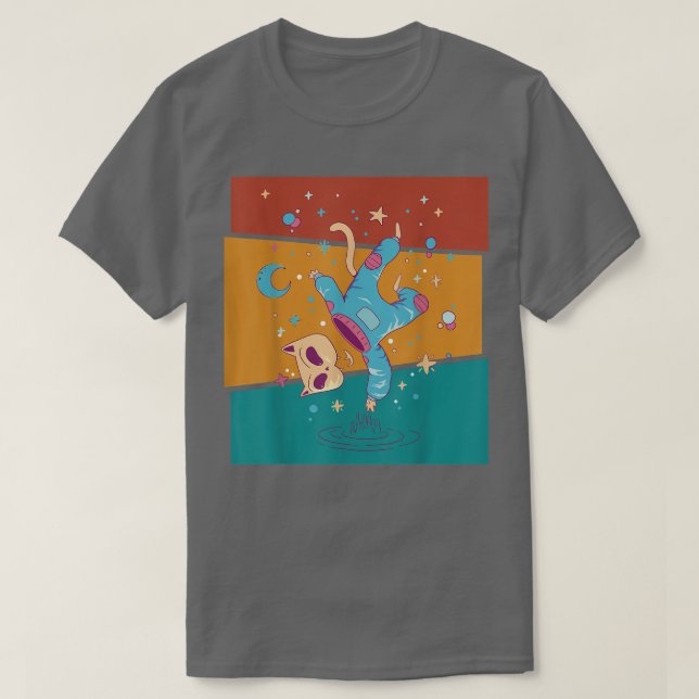 Vintage Space Cat Astronaut T-Shirt (Design Front)