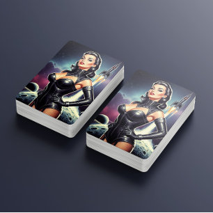 Vintage Space Pin-up Playing Cards