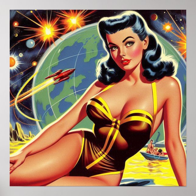 Vintage Space Pin-up Poster (Front)