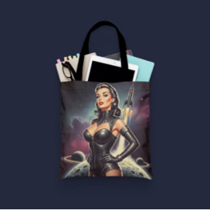Vintage Space Pin-up Tote Bag