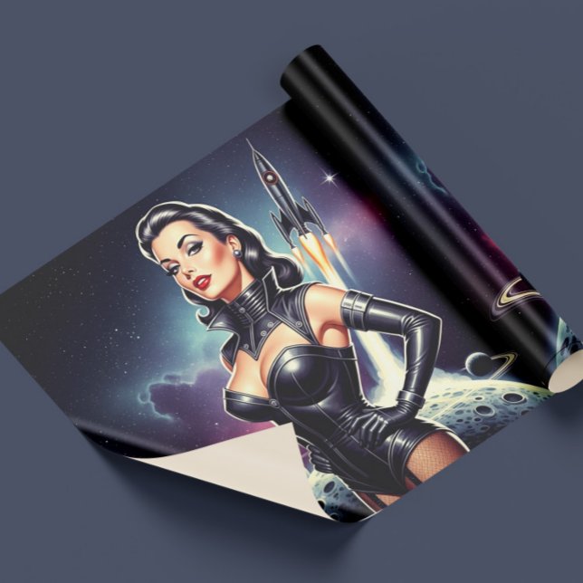 Vintage Space Pin-up Wrapping Paper (Creator Uploaded)