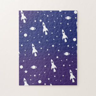 vintage Space Rockets Pattern Jigsaw Puzzle