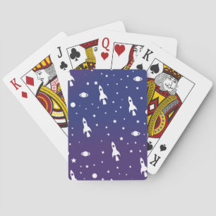 vintage Space Rockets Pattern Playing Cards
