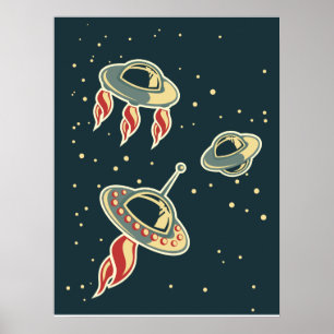 Vintage Space ship Poster